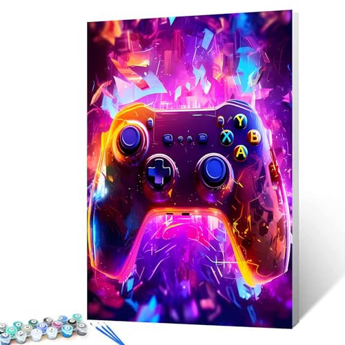 Dazzle Game Controller, Malen nach Zahlen für Erwachsene, Anfänger, Graffiti-Kunstbild, Ölgemälde-Set auf Leinwand mit Pinseln, Acrylpigment, digitale Malerei für Zuhause, Wanddekoration, 40,6 x 50,8