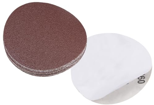CoCud PSA Sanding Discs, 5 Inch Dia 60 Grits, Self Adhesive Sticky-Back Sandpaper - (Applications: for Woodworking Metal Finishing), 10-Pieces