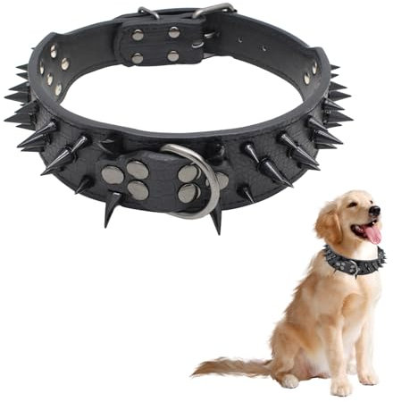 Ruiqas Hundehalsband mit Spikes, 5,1 cm breit, verstellbar, für mittelgroße und große Hunde