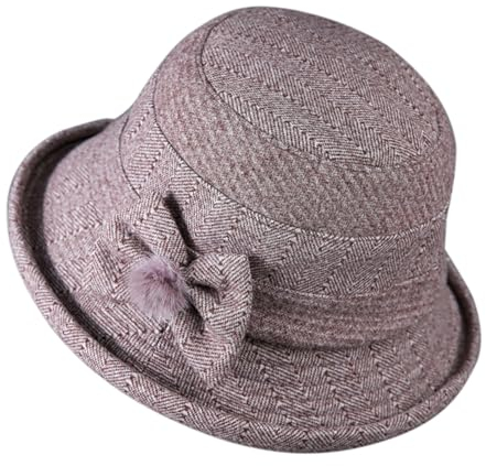Damen Herbst und Winter Kuppel Casual Fischerhut Kleine Bowler Hut Herren Fuzzy Hat, braun, M