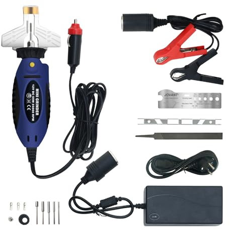 Elektrisches Kettensägenschärfgerät,Kettensägenkettenschärfer12V,DC 55W 25000PRM,Mit 5 Legierungsschleifsteinen,Feile, Tiefenmesser,Messskala,230V convert 12V Outlet Power Adapter-JOVANT
