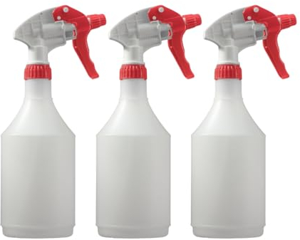Avern Large 750ml Spray Bottles Plastic For Cleaning Solutions Gardning & Home Use Gardening, Plant, Water, Durable Trigger Sprayer, Refillable Mist Spray Bottle Heavy Duty (Red, 3 Pack)