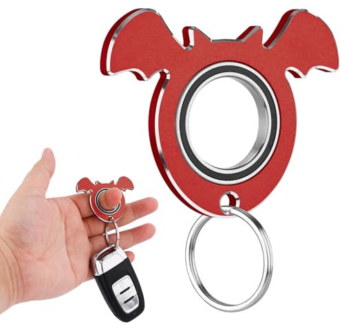 Porte-clés Rotatif, en Forme de Chauve-Souris en Métal Porte-Clés Rotatif Porte-Clés Karambit Portable Porte-Clés Fidget Jouet Nouveauté Cadeau pour Adultes Hommes Femmes Enfants (Rouge)