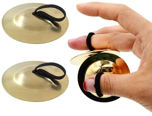 EYVRPAU 1 Paar Fingerzimbeln Zills Messing Tingsha-Becken Hand-Percussion-Instrument für Bauchtanz Yoga Buddhistisch Spirituell