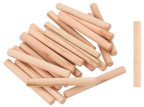 sourcing map 50 tasselli in legno scanalato con estremità smussate e affusolate, 12 mm x 100 mm, tasselli in legno duro per mobili, artigianato fai da te