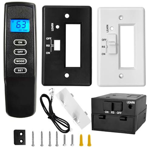 Verbessertes Kamin-Fernbedienungs-Set, kompatibel mit Skytech Majestic Ambient Empire Monessen Vermont Millivolt-Ventil, Kaminofen mit Thermostat An-/Aus-Steuerung, Fernbedienung, Empfänger,