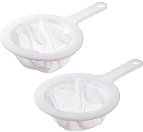DBOO 2 Pack Ultra Fine Mesh Strainer Sieve, 100 Mesh & 200 Mesh Filter Net with Handle Hook for Soy Milk Coffee Flour Filtering Tea Juice - Easy to Wash & Store