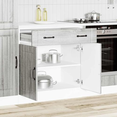 Myheimly Küchenschrank Küchenzeile,Küchenmöbel Einbauküche Schrank,Holzwerkstoff Schrank,Grau Sonoma,Kitchen Cabinet,80 x 46 x 81.5 cm