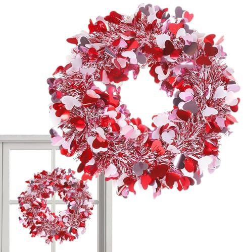 Coronas Valentines Day - Corona de la puerta del amor, adorno decorativo de la corona del porche | Corona de la puerta en forma de corazón, corona de la puerta temática, adorno de corona artificial