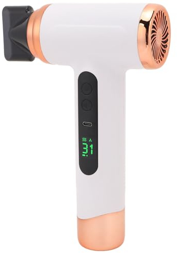 Cordless Hair Dryer, Portable USB Rechargeable Hair Dryer with 15600mAh Battery for Dormitory, Travel, Camping, 3 Gears Cold Hot Wind (White)