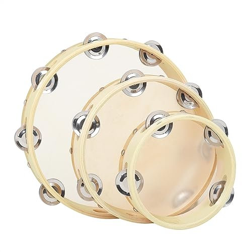 Tamburin, 3-teiliges Tamburin-Handtrommel mit Metall-Schellenglocke, Tamburine, Musikinstrument for Erwachsene, Percussion for Erwachsene, Kirche, Tanz