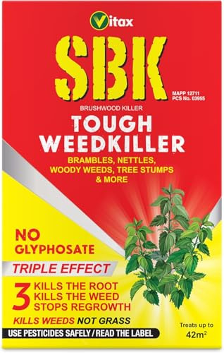 Vitax SBK Tough Weedkiller 125ml | Kills Down To The Roots | Suitable For Brambles, Nettles, Dock, Woody Weeds, Hardwood & Tree Stumps | Targets Weeds Not Grass | Concentrate Coverage 42m2