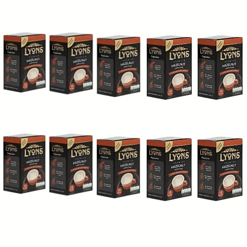Lyons Premium Instant Coffee Assorted Flavours+ FabFinds Mystery Mug (10, Hazelnut Cappuccino)