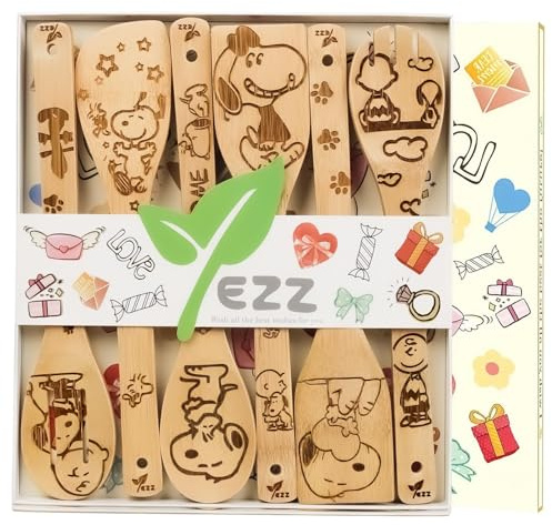 Christmas Gifts, 5 Piece Wooden Utensils for Cooking, Wooden Kitchen Accessories Cute and Practical Spoon & Spatula Utensils Set for Women,Cooking Gifts,Housewarming Present (Cute Dogs)