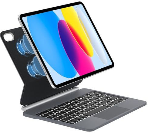 SENGBIRCH Magic Keyboard for iPad 11. A16 11 pollici 2025 - QWERTZ tastiera layout tedesco con custodia, retroilluminazione multi-touchpad tastiera per iPad 10. 10.9 2022, nero