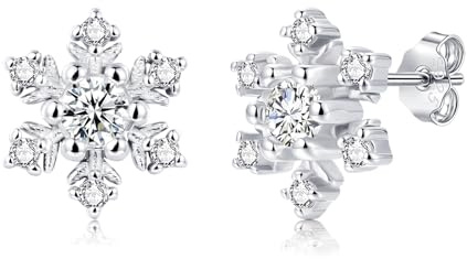Bewenda Ohrringe Weihnachten Silber 925, Sterling Silber Ohrringe Hängend | Schneeflocke, Cubic Zirkonia, Hypoallergen, Modern, Geschenke, Weihnachten, Geburtstag, Party, für Damen Frauen Mädchen