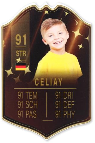 Personalisierte Fußballkarten aus Holz mit Foto, Namen und vielem mehr | Fußball Geschenke für Jungs Fussballkarte (Schwarz)