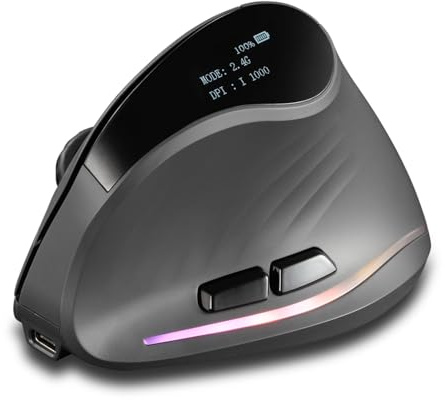 ERYUE Souris de Jeu ZELOTES Fil, Légère et Ergonomique, pour Ordinateur BT, avec écran OLED, pour Ordinateur Portable, Noir