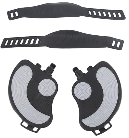 Heimtrainer-Pedale mit Riemen, universell verstellbar, langlebig, PP-PVC-Edelstahl-Pedale für Zuhause, Fitnessstudio, Radfahren, Fitnessgeräte, 2 Stück