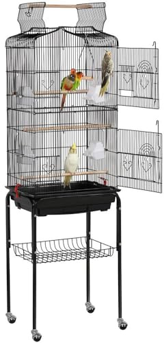 Yaheetech 64'' Open Top Bird Cage for Parakeets & Cockatiels, Black