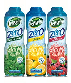 Lot de 3 sirops Teisseire Zéro Sucres (Menthe, Citron, Grenadine) pour Boisson Rafraîchissante, Cocktails, Bidon Recyclable 3x60cl
