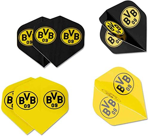 Borussia Dortmund Dartpfeil Flights - 6er Set - Dartflights + BVB 09 Aufkleber