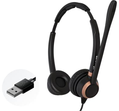 Discover D712U Deluxe Corded USB Softphone Headset for Cisco Jabber, RingCentral, Avaya, Skype, Lync and More