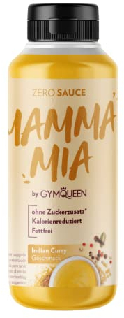 GymQueen Mamma Mia Zero Sauce, a basso contenuto calorico, a basso contenuto di grassi, senza zuccheri aggiunti, per rifinire piatti o come condimento per insalata, vegetariano, Curry Indiano