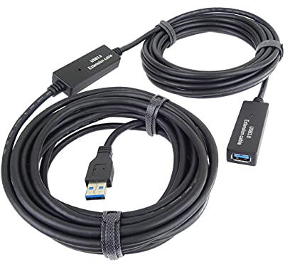 PremiumCord Cable Alargador USB Activo con Repetidor 15m, USB a Hembra a A Macho, Cable USB 3.2 Super Speed, 2X Blindados, AWG20/28, Color Negro, Longitud 15m