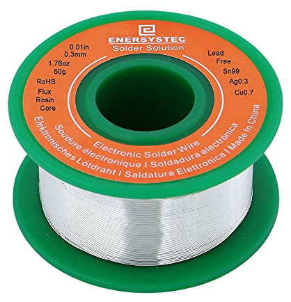Ultra-Thin Solder Wire 0.01in (0.3mm) Rosin Core Flux 2.5, Lead Free Solder Wire Sn99 Ag0.3 Cu0.7 Flow 50g Electronics Soldering Electric Solder