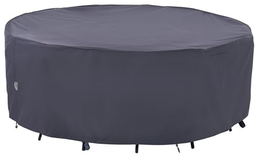Outdoor Patio Furniture Covers, Waterproof UV Resistant Anti-Fading Cover for Large Round Table Chairs Set, Grey, 96 inch Diameter