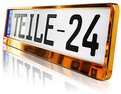 2 x Kennzeichenhalter | ORANGE | Metallic | Hochglanz | KLAVIERLACK | 520 x 110 | DHL Schnellversand