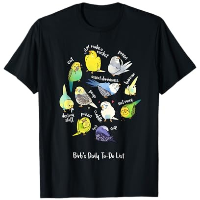 Budgie's Daily To-Do List (dark version) T-Shirt