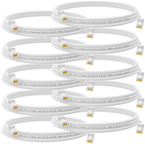 HB-DIGITAL 10x 3m Patchkabel RJ45 LAN CAT 6 Ethernetkabel Netzwerkkabel bis zu 1 Gbit/s CAT 6 Kupfer Profi U/UTP DSL für Patchpanel Switch Router Modem - Weiss