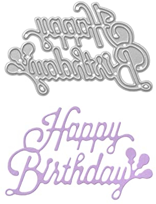 Stanzenshop Stanzschablone Schriftzug Happy Birthday mit Luftballons, Stanzschablone Geburtstag, Feier, Party, Stanzformen, Schablonen, Scrapbooking, Kartenherstellung