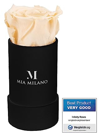 Mia Milano Infinity Rosen in Rosenbox | Geschenk für Sie | Schwarze Box mit echten konservierten Rosen (5 Jahre haltbar) Ewige Flowerbox