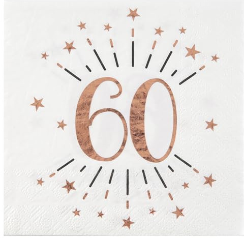 Servietten Sparkling mit Sternen Zahl 60, 10 Stück, rosegold