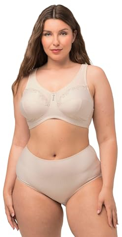 Ulla Popken Damen Entlastungs-BH, ohne Bügel, Strassanhänger, Cup C - G BRA, perlweiß, 95F