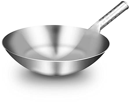BAILR Antihaft Topf Pfanne, Kratzfester und Mehrzweck Wok, Einfach Zu Verwenden Wokpfanne für Alle Herdarten Inkl. Induktion, Edelstahl, Glas (A 32cm)