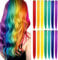 IAMERUI Mehrfarbige Party-Highlights glattes Haar, bunter Clip in synthetischen Haarverlängerungen in mehreren Farben, hitzebeständiges langes Haarteil (Regenbogenfarbe)