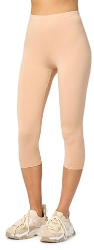 Merry Style Damen Leggings 3/4 Capri Leggings aus Viskose MS10-144 (Nude, XS)