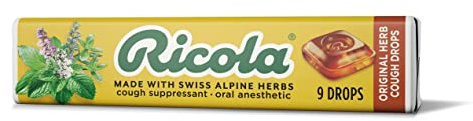 Ricola Original Herb Cough Suppressant Throat Drops Stick | Naturally Soothing Long-Lasting Relief - 9 Count (Pack of 1)