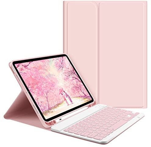 GOKOCO Keyboard Case for 2025 iPad Air M3 11”&Air M2 11”&Air 4th/5th Gen,Tablet Cover for Air 10.9 inch with Magnetically Detachable Wireless Bluetooth Keyboard Give Full Protection with iPad-Pink