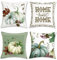 Bonhause 4er Set Kissenbezüge Herbst Kürbis 45 x 45 cm Erntedankfest Ernte Blätter Dekorative Kissenhülle Herbst Zierkissenbezüge für Sofa Schlafzimmer Wohnzimmer Auto Zuhause Dekoration