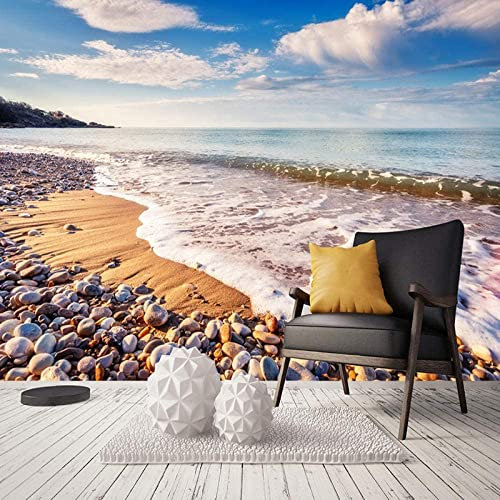 Custom 3D Photo Wallpaper Beach Ocean Waves Stones Nature Landscape Mural Modern Living Room Sofa Tv Background Wallpapers Home Decor Wall Wallpaper - Interior Decorative Stickers 400 x 280 cm (WxH)