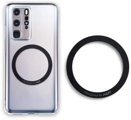MOFT Adesivo magnetico per caricabatterie wireless Magsafe e accessori, anello metallico universale con forte magnete per tutti gli smartphone, anello per telefono per accessori Magsafe (nero)