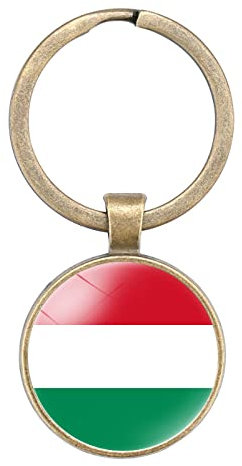 Bodmind Schlüsselanhänger Keyring Flagge,Rot Weiß Grün Gestreift Ungarn Flagge Art Auto Tasche Brieftasche Ornamente Handwerk Zubehör Für Dekoration Cabochon Anhänger Hängende Geschenke Schnalle,