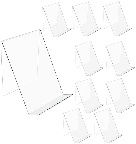 YOUNTHYE 10PCS Book Stand for Desk, Small Book Holder Acrylic Book Stands for Display, Clear Book Display Stand Acrylic Bookshelf for Artworks, Picture Albums, Notebooks, 13x11.5x10cm