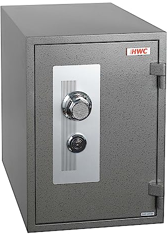 Tresor HWC-L48, feuerfest (60min) Safe Geldschrank Doppelbolzenverriegelung, 44kg Metall 52x36x39cm 20L - grau