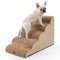 COZY KISS Hundetreppe für Kleine Hunde 57cm, Haustiertreppe für Hochbett aus Hochdichtem Schwamm, Hunde Treppe Hunderampe mit Waschbarem Bezug und Rutschfestem Boden, 40x84x57cm, 5 Stufen, Hellbraun